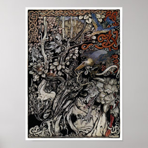 Affiche vintage foncée d'illustration de livre de