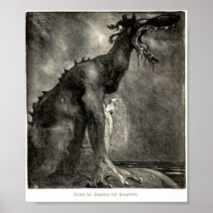Affiche vintage foncée d'illustration de livre de