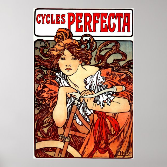 Affiche vintage Girl on Bicycle Imprimer (Devant)