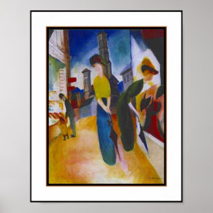 Affiche Vintage Macke Deux femmes devant une bouti