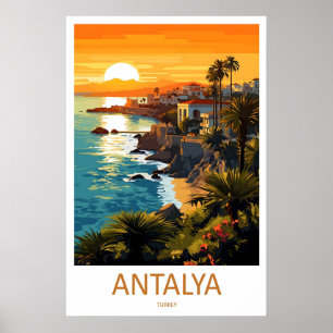 Affiche vintage nationale du parc de ski d'Antalya