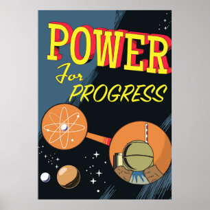 Affiche vintage Power For Progress Atomique