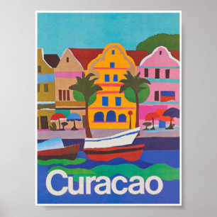 Affiche Vintage voyage colorée de Curaçao