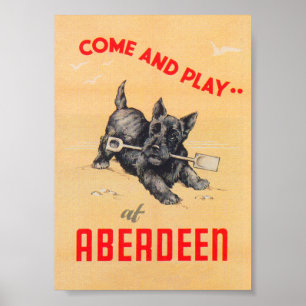 Affiche Vintage voyage d'Aberdeen en Écosse