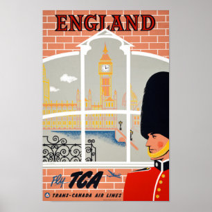 Affiche Vintage voyage d'Angleterre restaurée