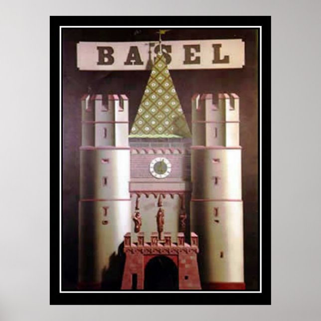 Affiche Vintage voyage de Bâle Suisse (Devant)