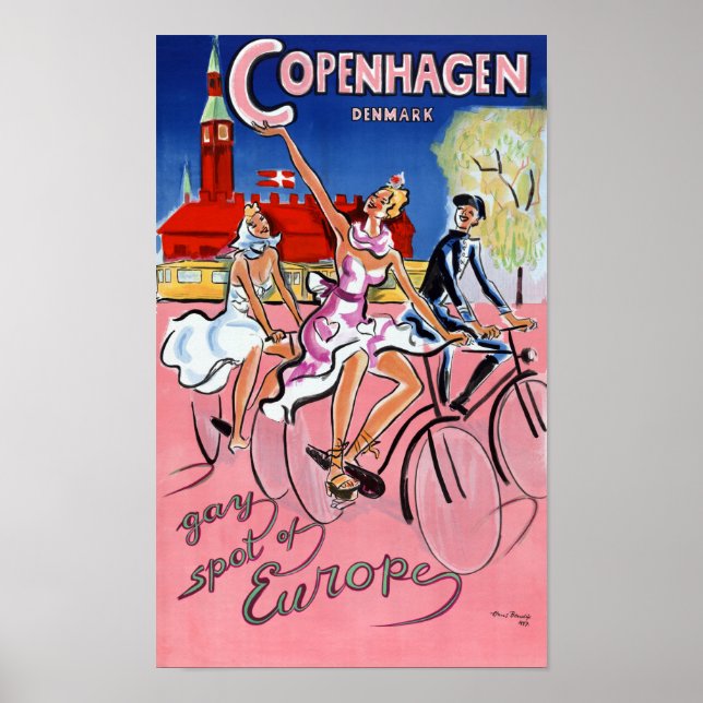 Affiche Vintage voyage de Copenhague restaurée (Devant)