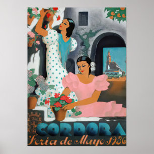 Affiche Vintage voyage de Cordoue en Espagne