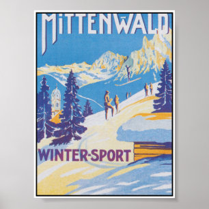 Affiche Vintage voyage de Mittenwald en Allemagne