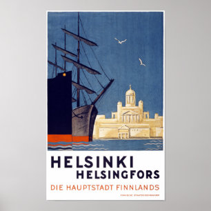 Affiche Vintage voyage d'Helsinki restaurée