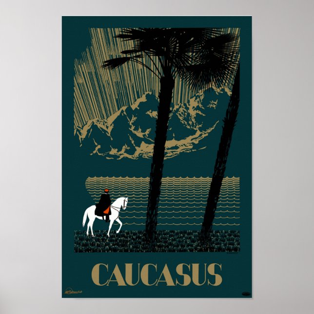 Affiche Vintage voyage du Caucase restaurée (Devant)