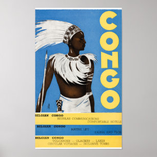 Affiche Vintage voyage du Congo restaurée