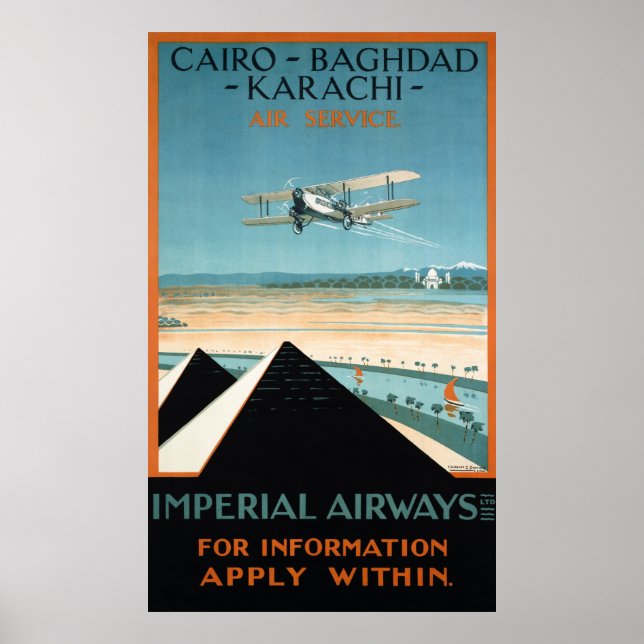Affiche Vintage voyage égyptienne restaurée (Devant)
