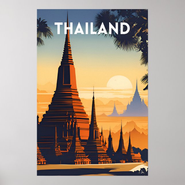 Affiche Vintage voyage en Thaïlande (Devant)