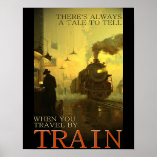 Affiche Vintage voyage en train