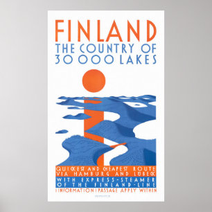 Affiche Vintage voyage finlandaise restaurée
