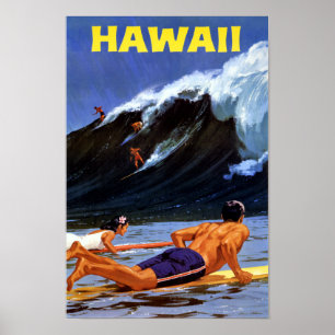 Affiche Vintage voyage Hawaii restaurée