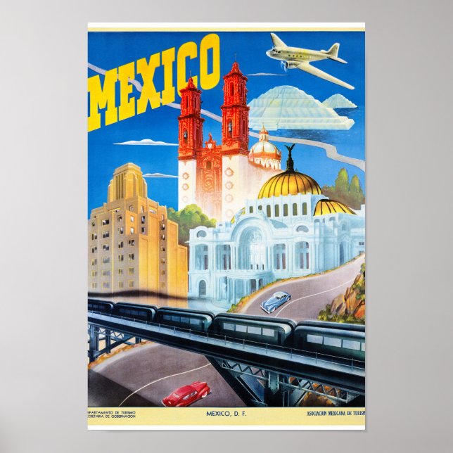 Affiche Vintage voyage mexicaine restaurée (Devant)