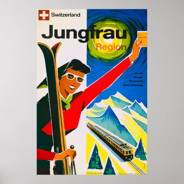 Affiche Vintage voyage Suisse ski (Devant)
