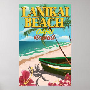 affiche voyage de lanikai Beach Hawaii