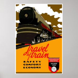 Affiche Voyage en train vintage Canada 2