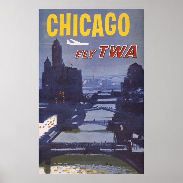 Affiche Voyage Pour Les Vols Trans World Airlines (Devant)