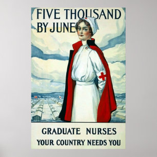 Affiche WW1 vintage de ~ d'infirmières licenciées