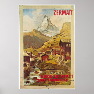 Affiche Zermatt Suisse Switzerland Gornergratbahn