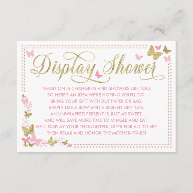 Afficher la carte de douche, Baby shower papillon (Devant)