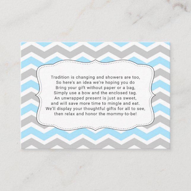 Afficher la carte d'insertion du baby shower, pas  (Devant)