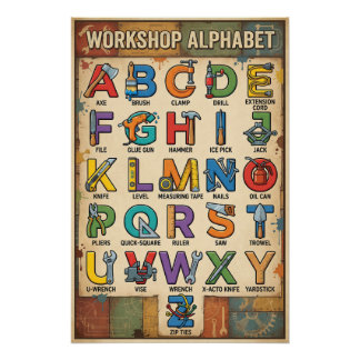 Affiches Alphabet Outils de A à Z
