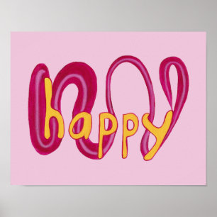 Affiches d'affirmation positive de mot heureux uni