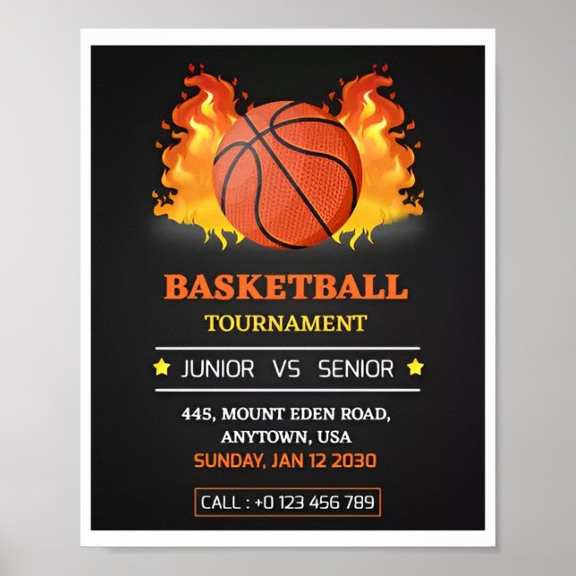 Affiches de basketball de nuit (Devant)