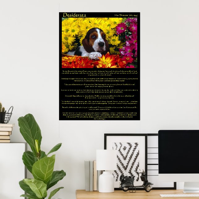 Affiches de Beagle de fleurs de Desiderata (Bureau à domicile)