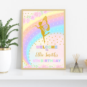 Affiches de bienvenue d'anniversaire Rainbow Fairy