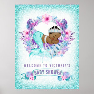 Affiches de bienvenue de l'Baby shower de sirène e