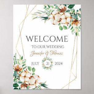 Affiches de bienvenue mariages Eucalyptus & Coton