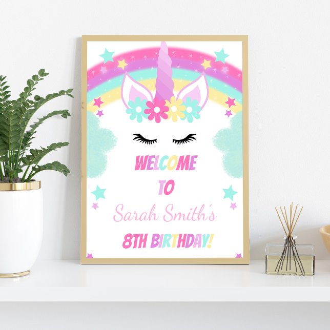 Affiches de bienvenue Unicorne de nuage vert (Green Cloud Unicorn Welcome Signs)