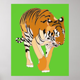 Affiches de peinture numérique de tigre marchant