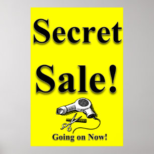 Affiches de salon de coiffure Secret Sale Jaune No