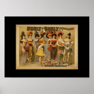 Affiches de théâtre vintage Hurly-Burly Vaudevilli