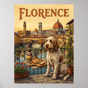 Affiches de voyage vintage Florence Italie Chien
