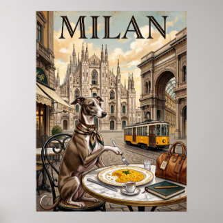 Affiches de voyage vintage | Milan Italie Chien