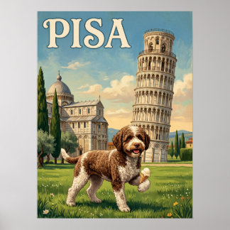 Affiches de voyage vintage | Pise Italie Chien pen