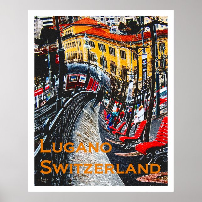 Affiches de voyage Wacky - Lugano Suisse (Devant)