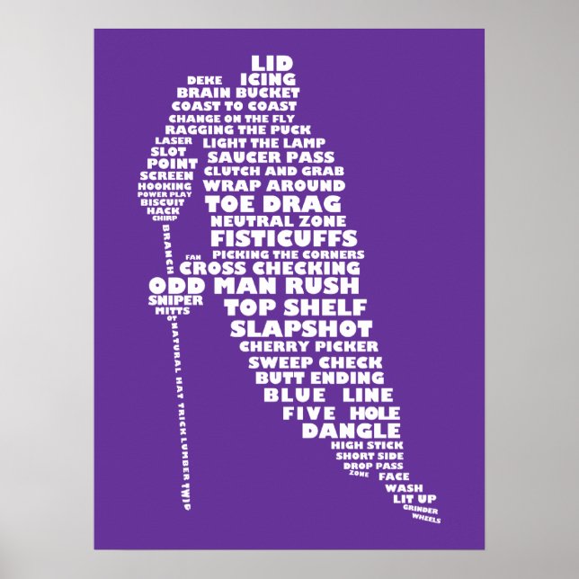 Affiches du Calligramme du joueur de hockey sur gl (Devant)