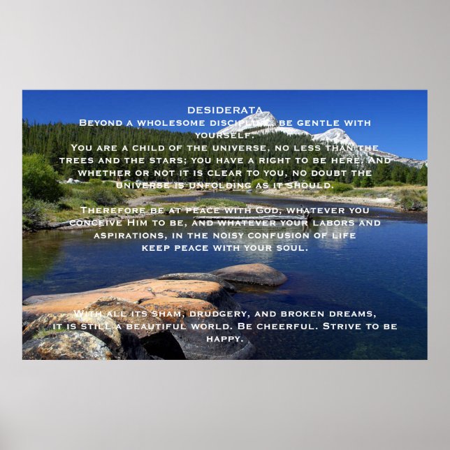 Affiches du lac de montagne DESIDERATA (Devant)