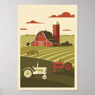 Affiches Impression de Scène de Ferme Vintage