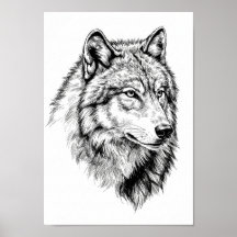 Affiches Portrait d'Animal Noir et Blanc