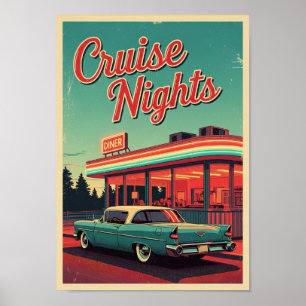 Affiches Vintage Retro Car Diner Impression